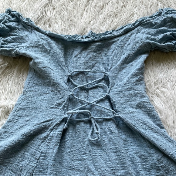 UO Off-The-Shoulder Fit & Flare Peasant Dress - Picture 2 of 8